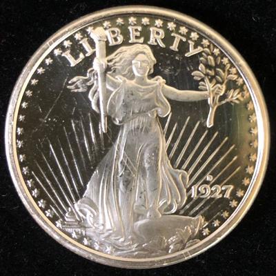 Lot #99 1 Troy ounce Silver Round Golden State Mint Liberty 