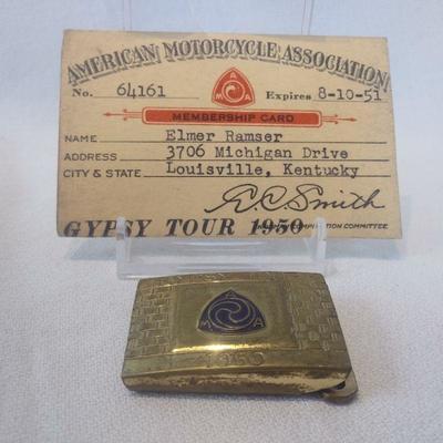 1950 AMA Belt Buckle and Membership Card