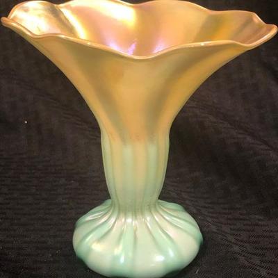 John Cook Art Glass Trumpet Vase