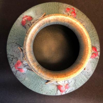 Ephraim Faience Pottery Vase â€œGarland Of Berriesâ€ (retired) by Mary Pratt
