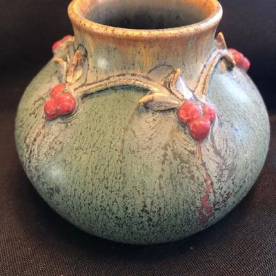 Ephraim Faience Pottery Vase â€œGarland Of Berriesâ€ (retired) by Mary Pratt