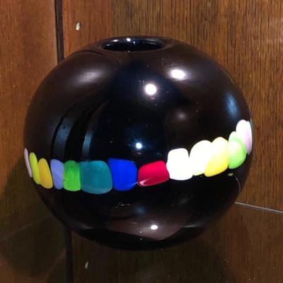 Signed Black Amethyst Art Glass Vase