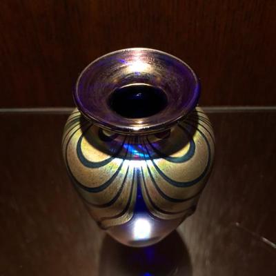 Diminutive Cobalt Pulled Feather Vase
