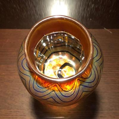 Iridescent Art Glass Vase by Mario Real