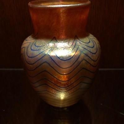 Iridescent Art Glass Vase by Mario Real