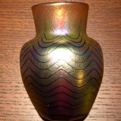 Iridescent Art Glass Vase by Mario Real