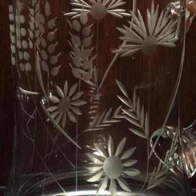 Vintage Etched Glass Pitched with Wildflower Design