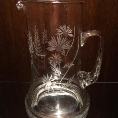 Vintage Etched Glass Pitched with Wildflower Design