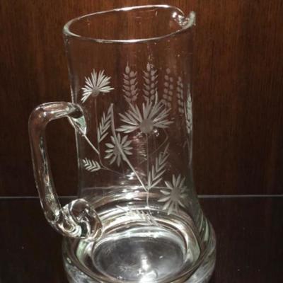 Vintage Etched Glass Pitched with Wildflower Design