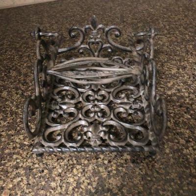 Ornate metal napkin holder 