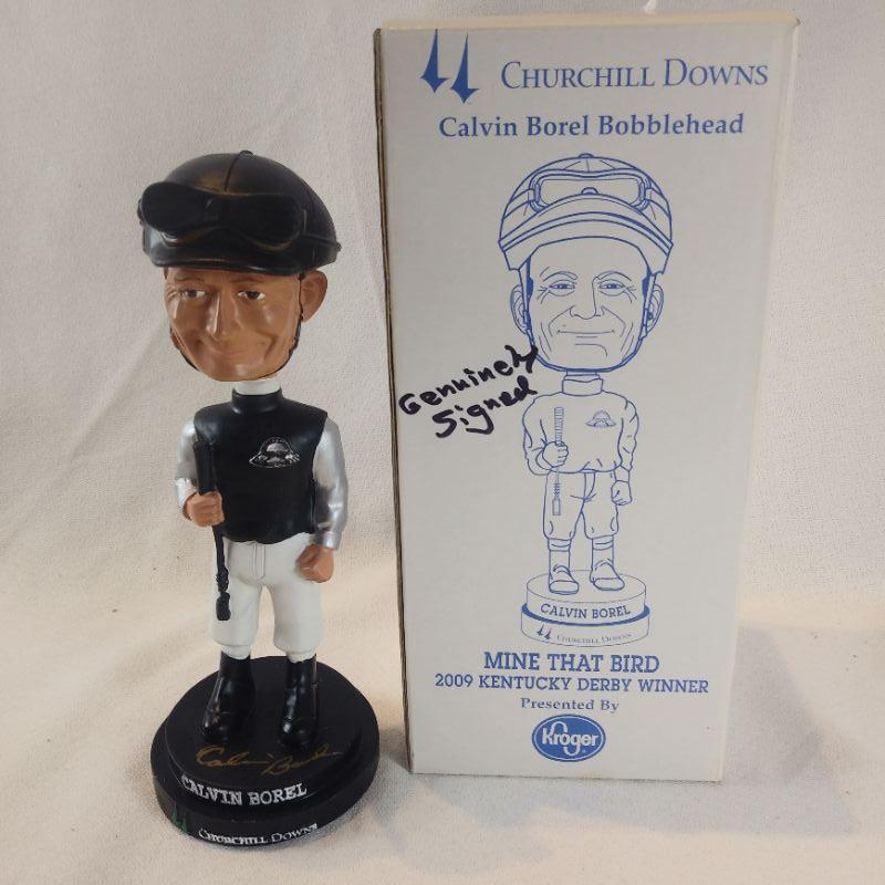 Autographed Calvin Borel Bobblehead