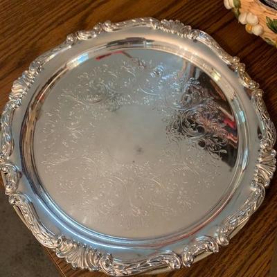 Silver plate round tray 