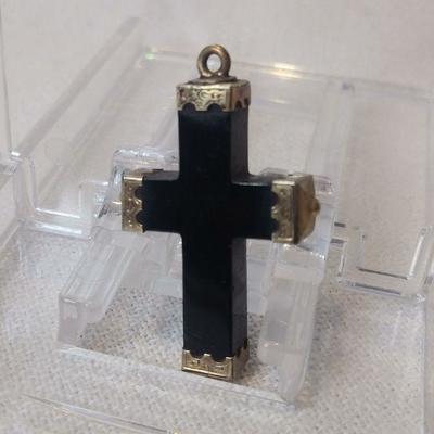 Miniature Ebony Cross with Gold End Caps