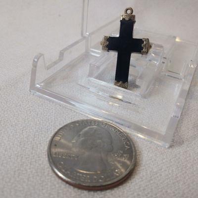Miniature Ebony Cross with Gold End Caps