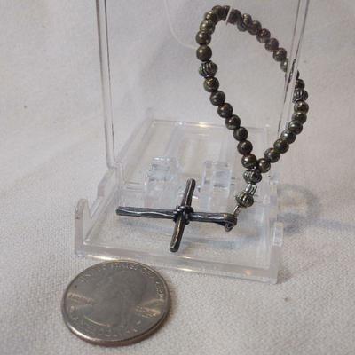 Sterling Pocket Cross with Sterling Beads