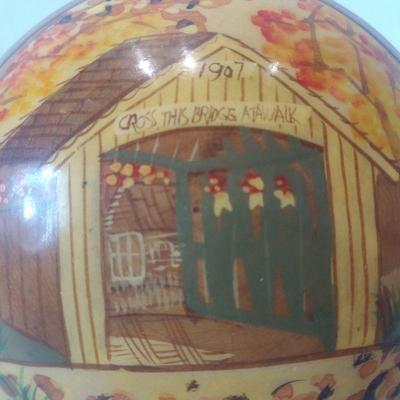 Hand-Painted and Turned Wooden Music Box
