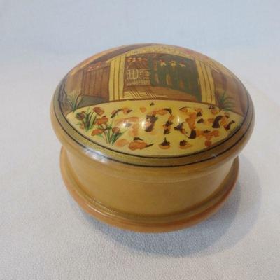 Hand-Painted and Turned Wooden Music Box