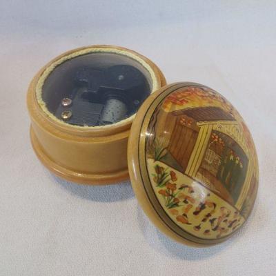 Hand-Painted and Turned Wooden Music Box