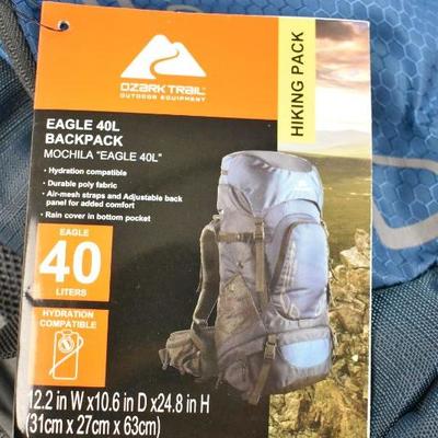 Ozark Trail Hiking Backpack Eagle, 40L Capacity, Blue, $30 Retail - New