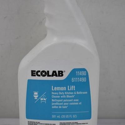 Ecolab Lemon Lift Heavy Duty Kitchen & Bathroom Cleaner w/ Bleach 20 fl oz - New
