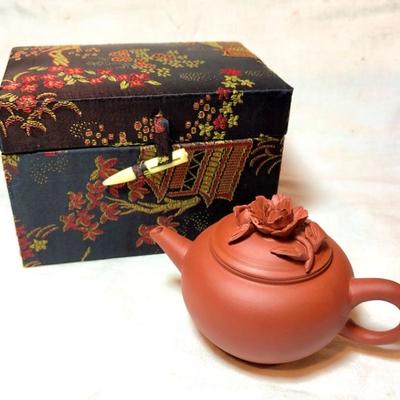 Diminutive Chinese Terra Cotta Teapot, Signed