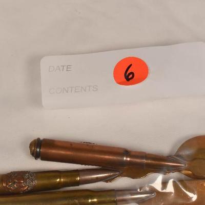 Lot 6: Bullet shell cutlery 3 piece flatware set vintage TRENCH ART