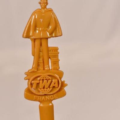 Lot 14:  Six TWA International Swizzle Sticks (stirrers) Vintage