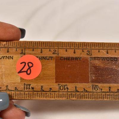 Lot 28: Very unique vintage ruler with Wood Types / Colors inlaid