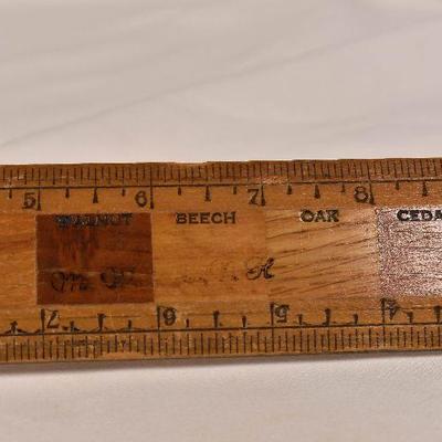 Lot 28: Very unique vintage ruler with Wood Types / Colors inlaid