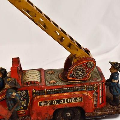 Lot 43: Vintage Tin Litho Fire Truck Nomura Friction Toy