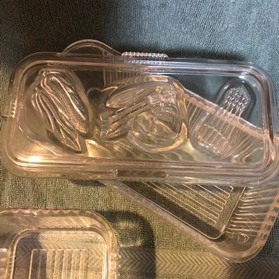 2 Glass Refrigerator Storage Dishes w/Lid