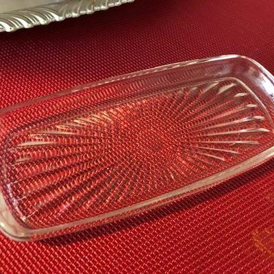 Vintage Chrome/Crystal Butter Dish