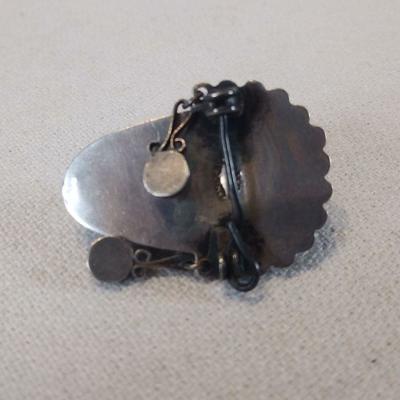 Sterling Silver & Carved Onyx Pin