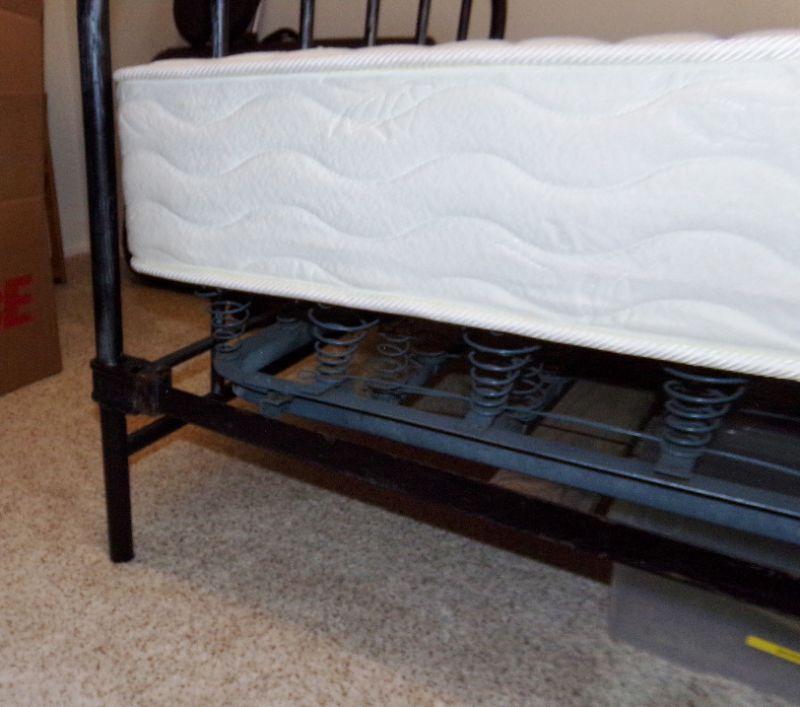 LOT 116 ANTIQUE BED FRAME WITH NEW MATTRESS