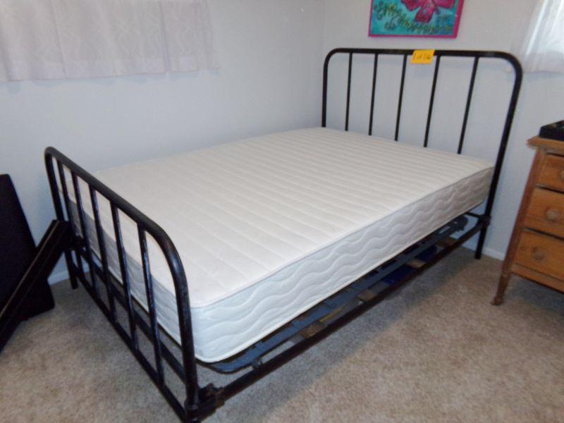 LOT 116 ANTIQUE BED FRAME WITH NEW MATTRESS