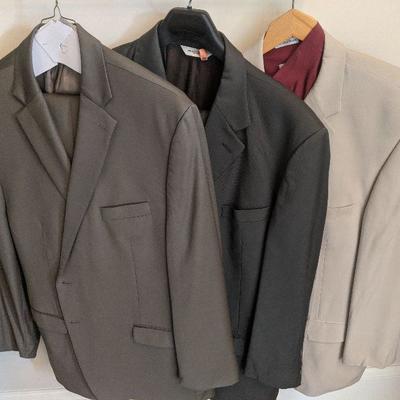 A very large selection of men's suits, pants and shirts. 