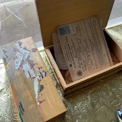 Two handmade keepsake boxes W/war ration books