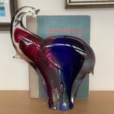 Large blown glass elephant