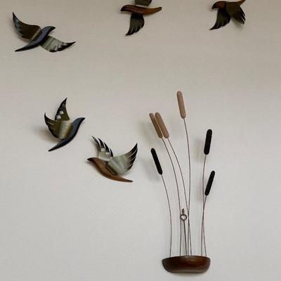 Flock of birds wall art with Pussy Willow 