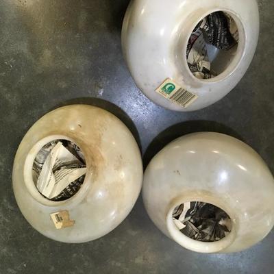 Lot 8 Antique white glass globe shades. (3 in total)