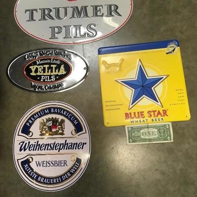Lot 11   4 tin collectible Beer signs
