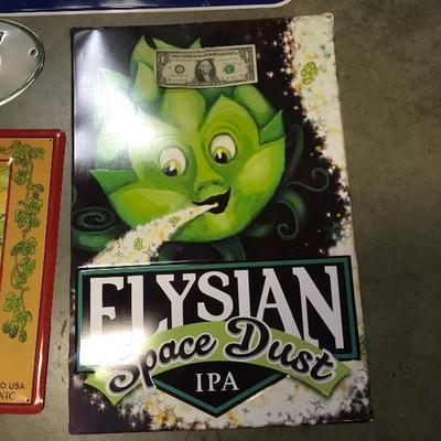 Lot 13  includes 4 new or like new Tin/metal beer signs