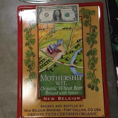 Lot 13  includes 4 new or like new Tin/metal beer signs