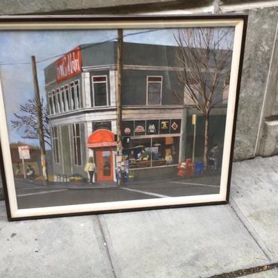 Lot 14  Signed painting of Red Door Ale House original location.