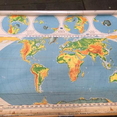 Lot 15 Large 1964 School World Map.