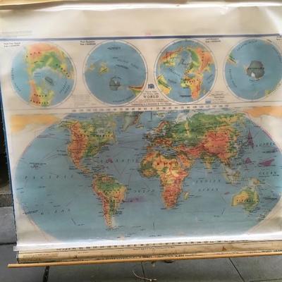 Lot 15 Large 1964 School World Map.