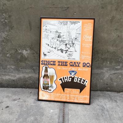 Lot 17  Vintage framed Stag Beer Advertising piece