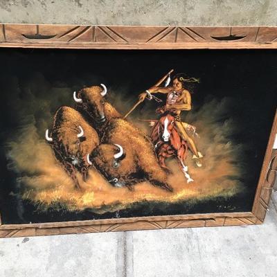 Lot 25  Vintage Velvet Native Art Framed Print