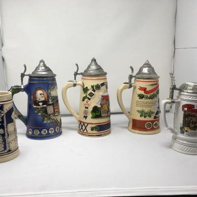 Lot 27  Collection of 5 German style beer Steins