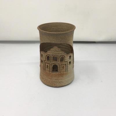 Lot 30  Signed Southwest Native style Clay Carved Candle Holder
